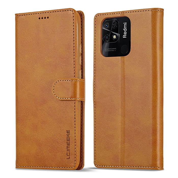 LC.IMEEKE Estuche para teléfono de cuero con textura de becerro, For Xiaomi Redmi 10C