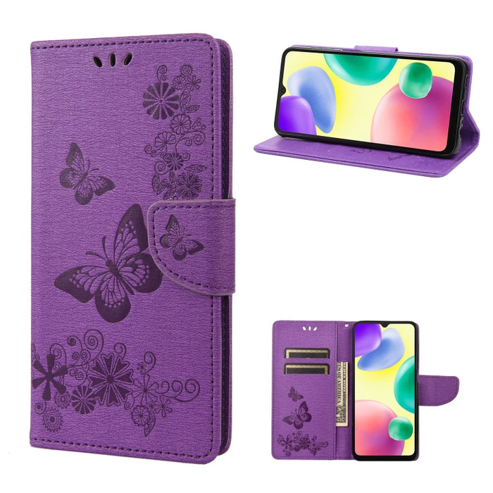 Estuche para teléfono de cuero con relieve de mariposa, For Xiaomi Redmi 10A, For Xiaomi Redmi 10C, For Samsung Galaxy M23 5G, For Samsung Galaxy M53 5G