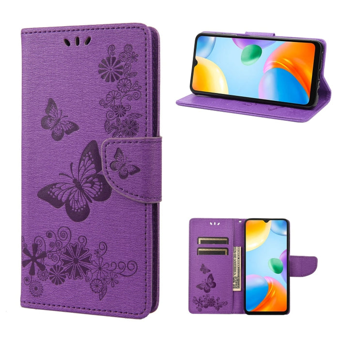 Estuche para teléfono de cuero con relieve de mariposa, For Xiaomi Redmi 10A, For Xiaomi Redmi 10C, For Samsung Galaxy M23 5G, For Samsung Galaxy M53 5G