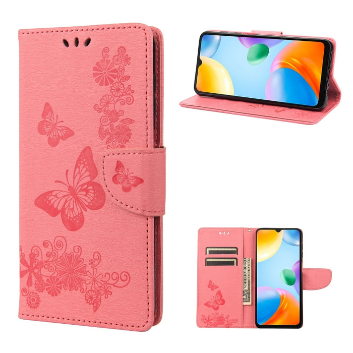 Estuche para teléfono de cuero con relieve de mariposa, For Xiaomi Redmi 10A, For Xiaomi Redmi 10C, For Samsung Galaxy M23 5G, For Samsung Galaxy M53 5G