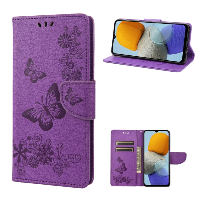 Estuche para teléfono de cuero con relieve de mariposa, For Xiaomi Redmi 10A, For Xiaomi Redmi 10C, For Samsung Galaxy M23 5G, For Samsung Galaxy M53 5G