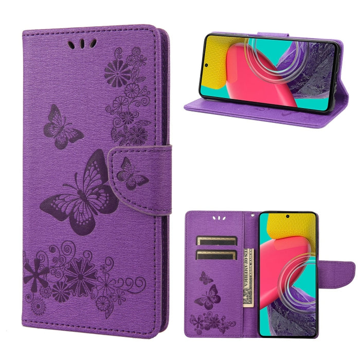 Estuche para teléfono de cuero con relieve de mariposa, For Xiaomi Redmi 10A, For Xiaomi Redmi 10C, For Samsung Galaxy M23 5G, For Samsung Galaxy M53 5G