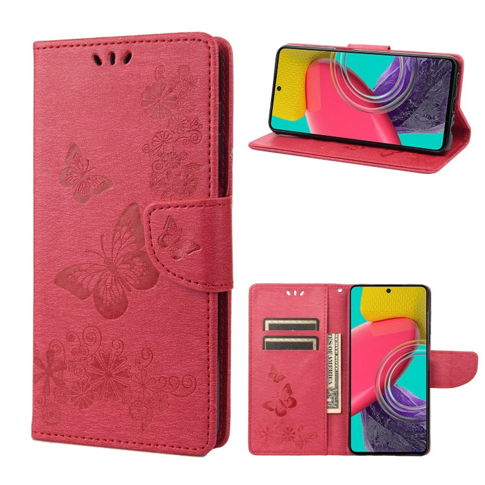 Estuche para teléfono de cuero con relieve de mariposa, For Xiaomi Redmi 10A, For Xiaomi Redmi 10C, For Samsung Galaxy M23 5G, For Samsung Galaxy M53 5G