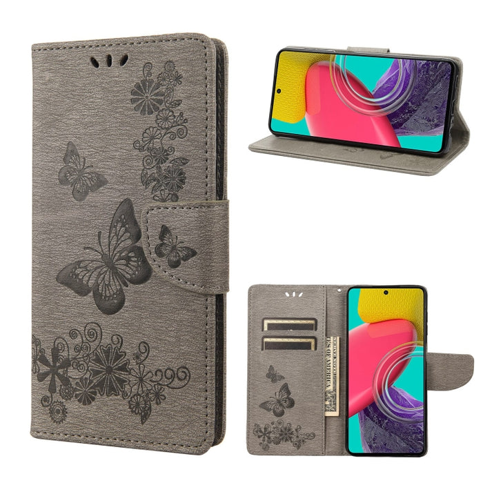 Estuche para teléfono de cuero con relieve de mariposa, For Xiaomi Redmi 10A, For Xiaomi Redmi 10C, For Samsung Galaxy M23 5G, For Samsung Galaxy M53 5G