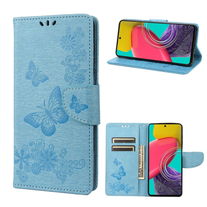 Estuche para teléfono de cuero con relieve de mariposa, For Xiaomi Redmi 10A, For Xiaomi Redmi 10C, For Samsung Galaxy M23 5G, For Samsung Galaxy M53 5G