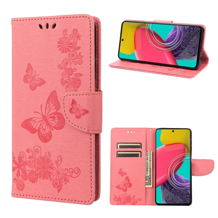 Estuche para teléfono de cuero con relieve de mariposa, For Xiaomi Redmi 10A, For Xiaomi Redmi 10C, For Samsung Galaxy M23 5G, For Samsung Galaxy M53 5G