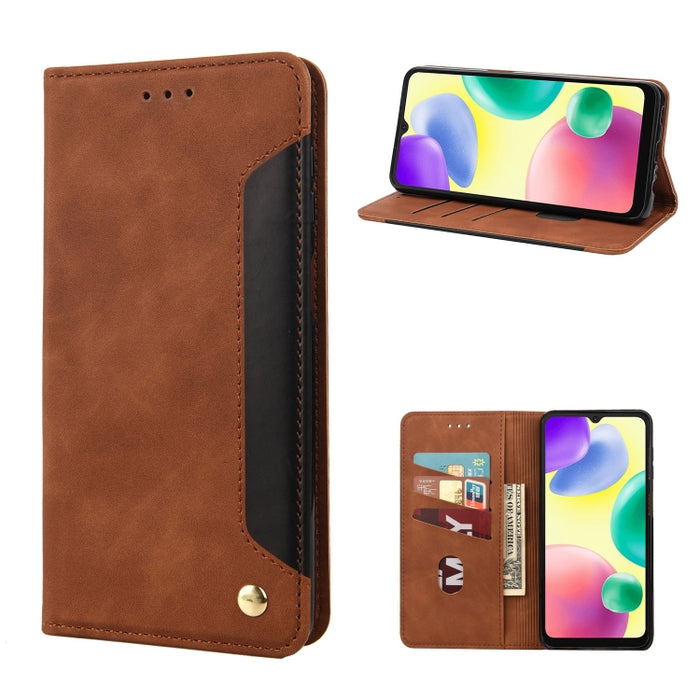Estuche para teléfono de cuero con empalme de piel, For Xiaomi Redmi 10A, For Xiaomi Redmi 10C, For Samsung Galaxy M23 5G, For Samsung Galaxy M53 5G