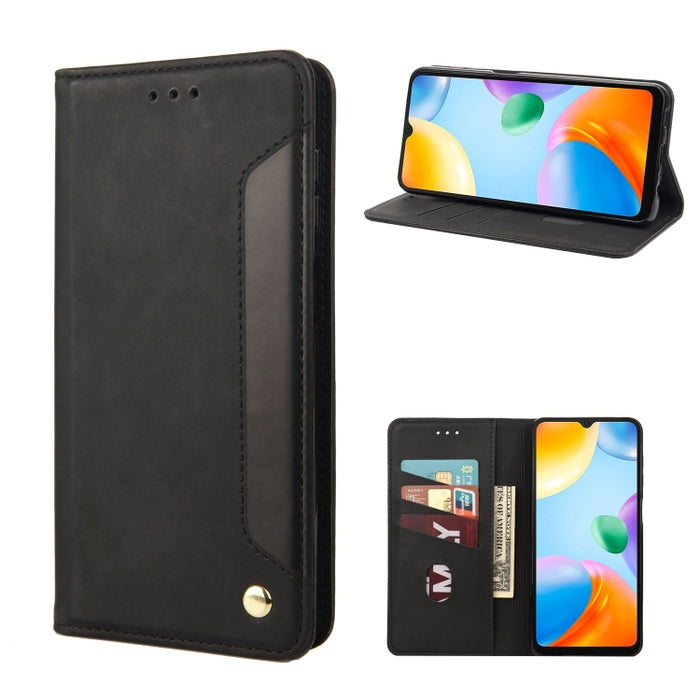 Estuche para teléfono de cuero con empalme de piel, For Xiaomi Redmi 10A, For Xiaomi Redmi 10C, For Samsung Galaxy M23 5G, For Samsung Galaxy M53 5G