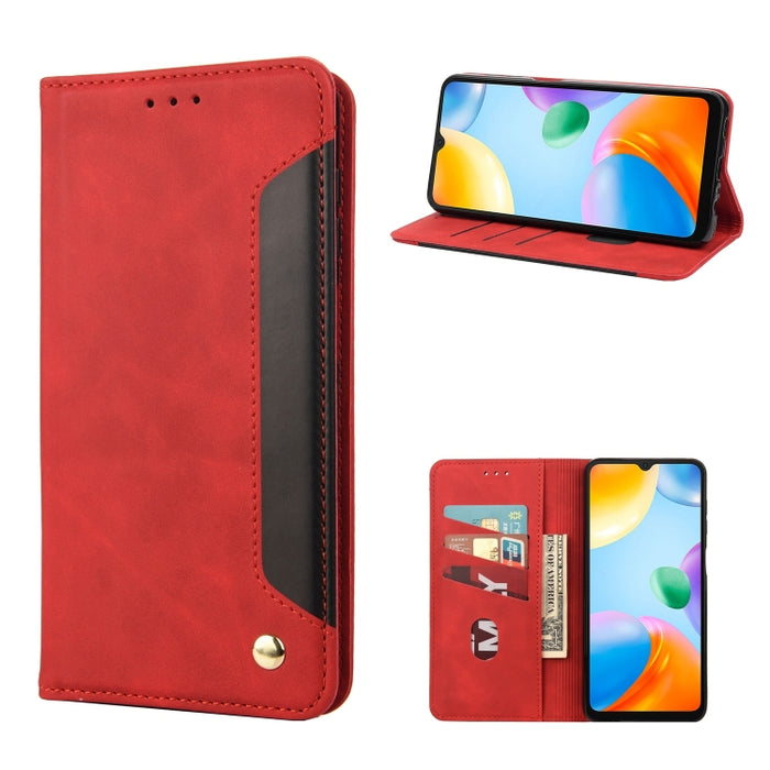 Estuche para teléfono de cuero con empalme de piel, For Xiaomi Redmi 10A, For Xiaomi Redmi 10C, For Samsung Galaxy M23 5G, For Samsung Galaxy M53 5G
