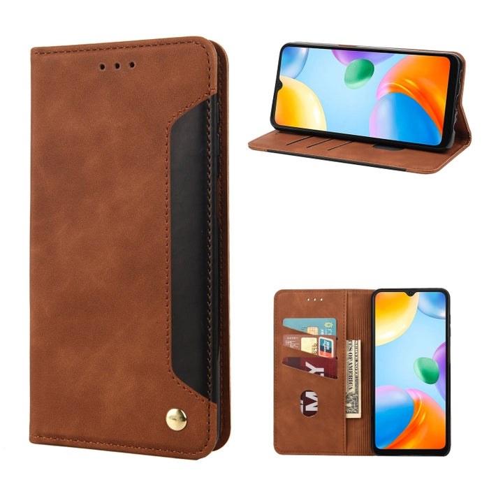 Estuche para teléfono de cuero con empalme de piel, For Xiaomi Redmi 10A, For Xiaomi Redmi 10C, For Samsung Galaxy M23 5G, For Samsung Galaxy M53 5G