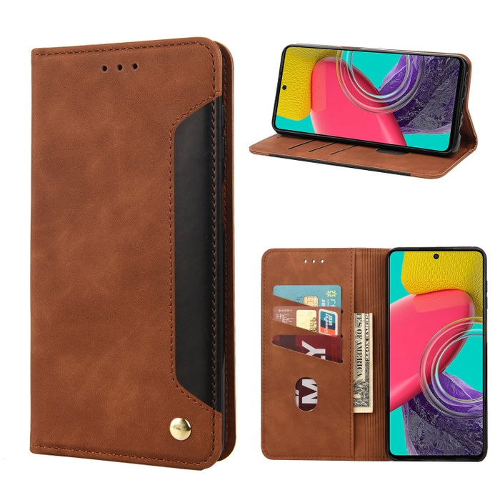 Estuche para teléfono de cuero con empalme de piel, For Xiaomi Redmi 10A, For Xiaomi Redmi 10C, For Samsung Galaxy M23 5G, For Samsung Galaxy M53 5G