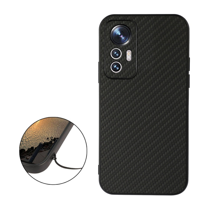 Estuche a prueba de golpes con textura de fibra de carbono con orificio preciso, For Xiaomi Mi 12 Lite