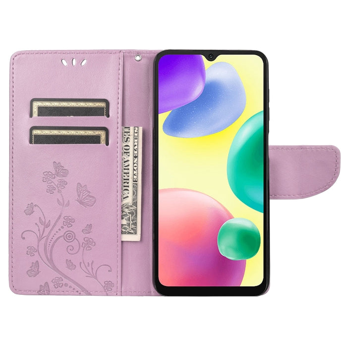 Estuche para teléfono con tapa de cuero con estampado de flores de mariposa, For Xiaomi Redmi 10A, For Xiaomi Redmi 10C, For Samsung Galaxy M23 5G, For Samsung Galaxy M53 5G