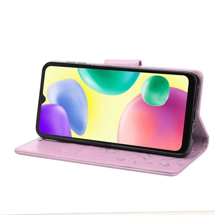 Estuche para teléfono con tapa de cuero con estampado de flores de mariposa, For Xiaomi Redmi 10A, For Xiaomi Redmi 10C, For Samsung Galaxy M23 5G, For Samsung Galaxy M53 5G