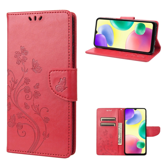 Estuche para teléfono con tapa de cuero con estampado de flores de mariposa, For Xiaomi Redmi 10A, For Xiaomi Redmi 10C, For Samsung Galaxy M23 5G, For Samsung Galaxy M53 5G