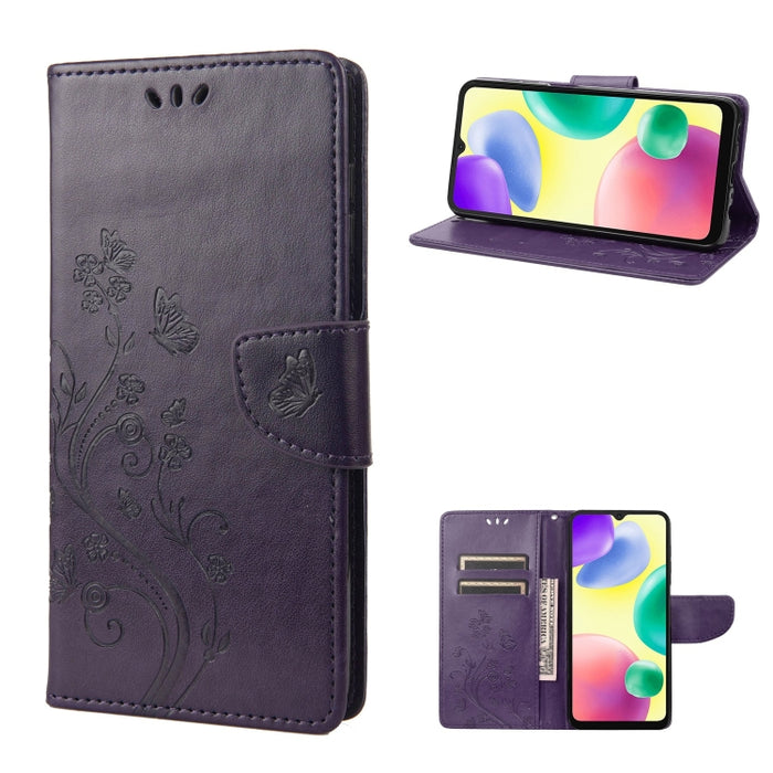 Estuche para teléfono con tapa de cuero con estampado de flores de mariposa, For Xiaomi Redmi 10A, For Xiaomi Redmi 10C, For Samsung Galaxy M23 5G, For Samsung Galaxy M53 5G