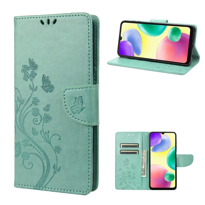 Estuche para teléfono con tapa de cuero con estampado de flores de mariposa, For Xiaomi Redmi 10A, For Xiaomi Redmi 10C, For Samsung Galaxy M23 5G, For Samsung Galaxy M53 5G