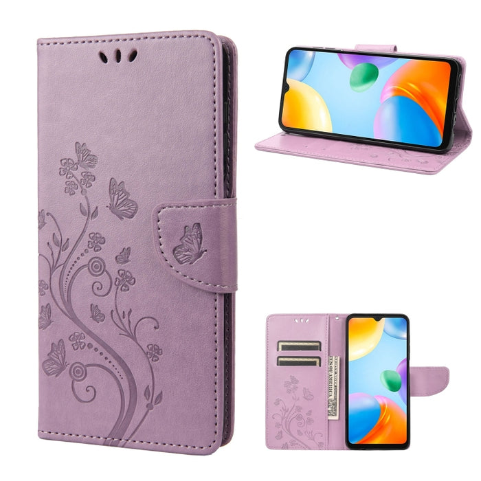 Estuche para teléfono con tapa de cuero con estampado de flores de mariposa, For Xiaomi Redmi 10A, For Xiaomi Redmi 10C, For Samsung Galaxy M23 5G, For Samsung Galaxy M53 5G