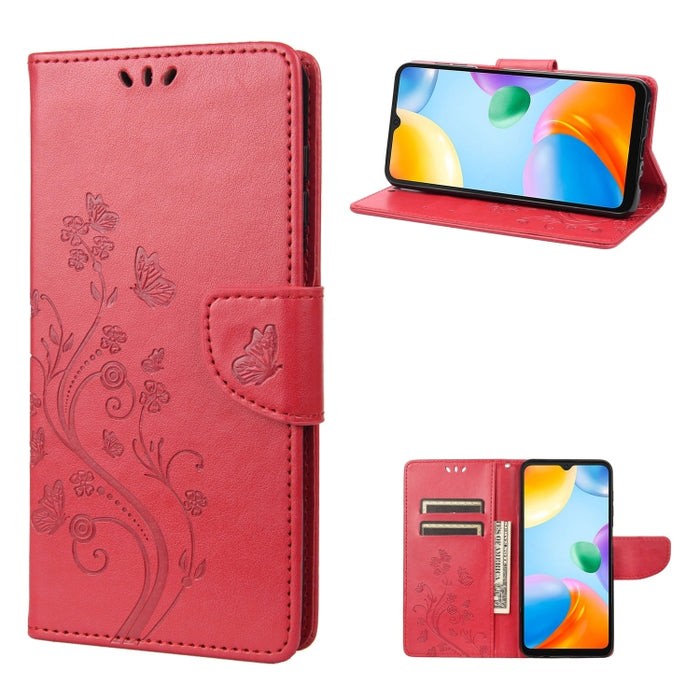 Estuche para teléfono con tapa de cuero con estampado de flores de mariposa, For Xiaomi Redmi 10A, For Xiaomi Redmi 10C, For Samsung Galaxy M23 5G, For Samsung Galaxy M53 5G