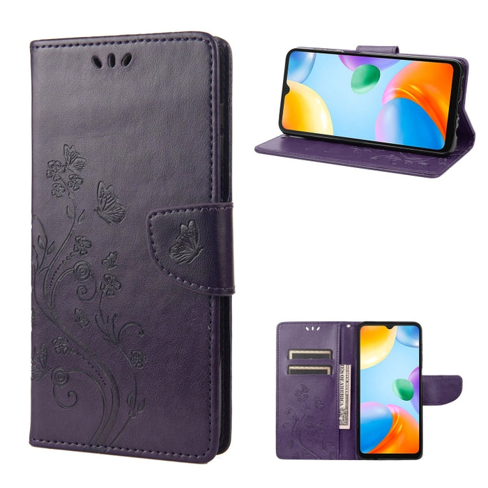 Estuche para teléfono con tapa de cuero con estampado de flores de mariposa, For Xiaomi Redmi 10A, For Xiaomi Redmi 10C, For Samsung Galaxy M23 5G, For Samsung Galaxy M53 5G