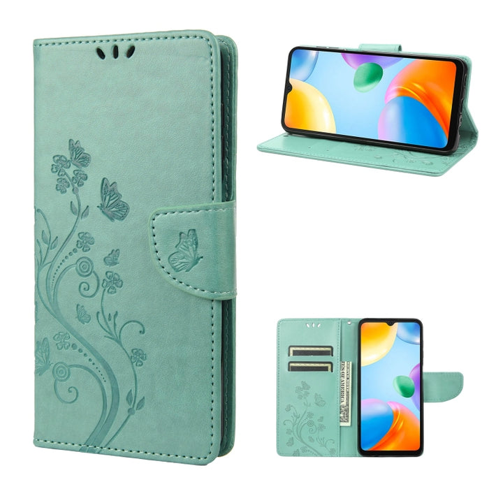 Estuche para teléfono con tapa de cuero con estampado de flores de mariposa, For Xiaomi Redmi 10A, For Xiaomi Redmi 10C, For Samsung Galaxy M23 5G, For Samsung Galaxy M53 5G