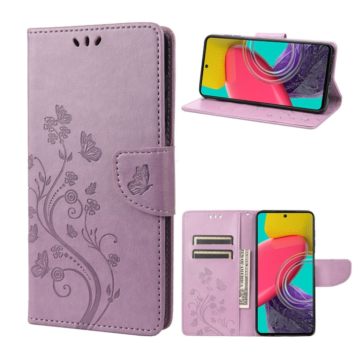 Estuche para teléfono con tapa de cuero con estampado de flores de mariposa, For Xiaomi Redmi 10A, For Xiaomi Redmi 10C, For Samsung Galaxy M23 5G, For Samsung Galaxy M53 5G
