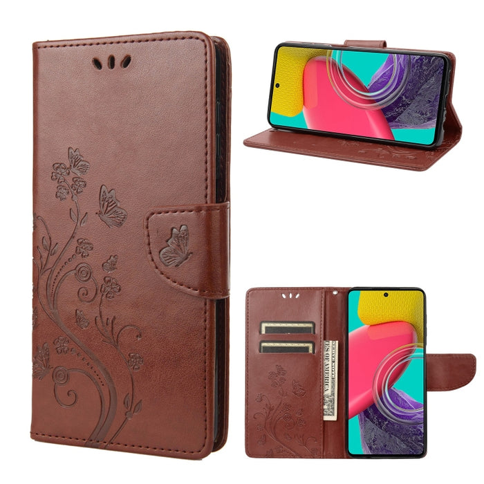 Estuche para teléfono con tapa de cuero con estampado de flores de mariposa, For Xiaomi Redmi 10A, For Xiaomi Redmi 10C, For Samsung Galaxy M23 5G, For Samsung Galaxy M53 5G