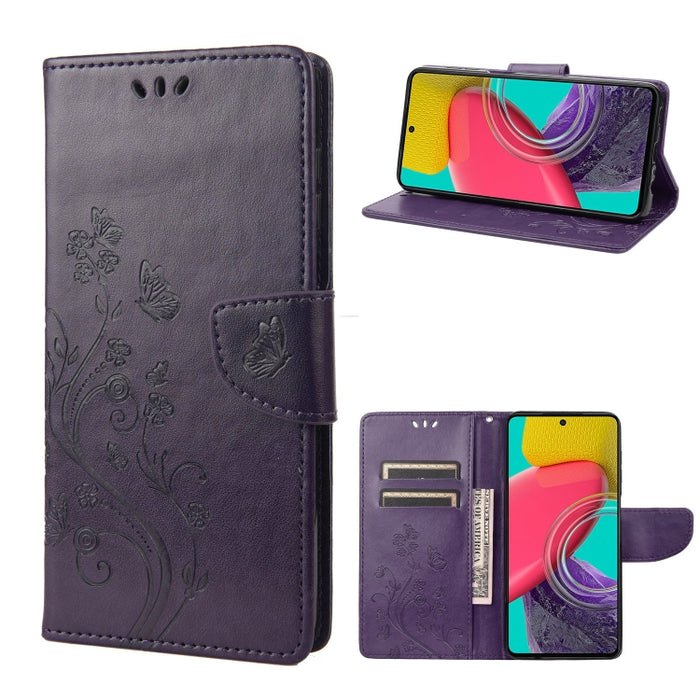 Estuche para teléfono con tapa de cuero con estampado de flores de mariposa, For Xiaomi Redmi 10A, For Xiaomi Redmi 10C, For Samsung Galaxy M23 5G, For Samsung Galaxy M53 5G
