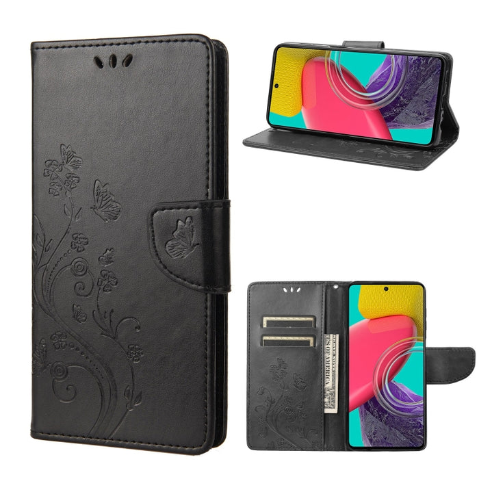 Estuche para teléfono con tapa de cuero con estampado de flores de mariposa, For Xiaomi Redmi 10A, For Xiaomi Redmi 10C, For Samsung Galaxy M23 5G, For Samsung Galaxy M53 5G