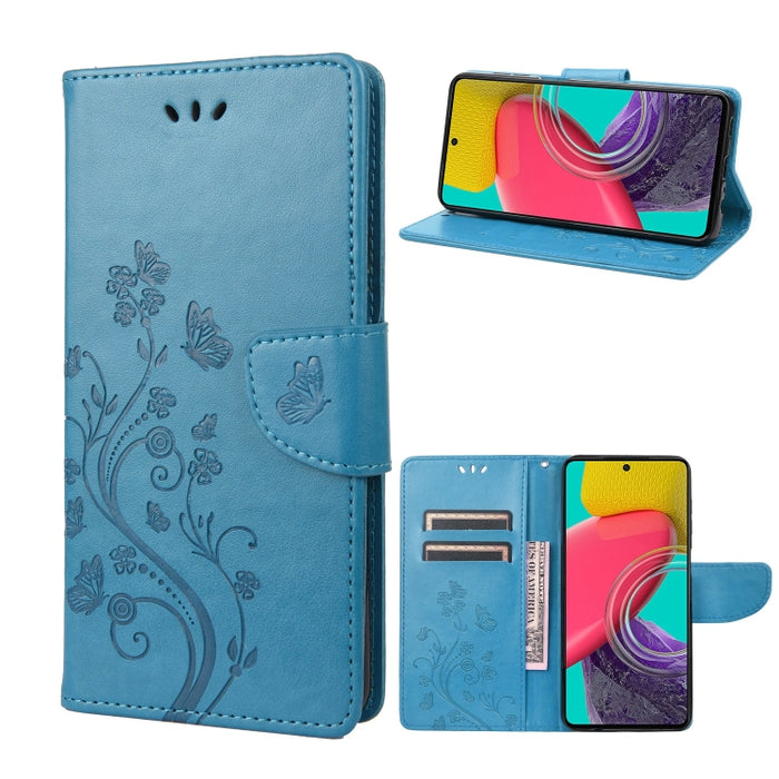 Estuche para teléfono con tapa de cuero con estampado de flores de mariposa, For Xiaomi Redmi 10A, For Xiaomi Redmi 10C, For Samsung Galaxy M23 5G, For Samsung Galaxy M53 5G
