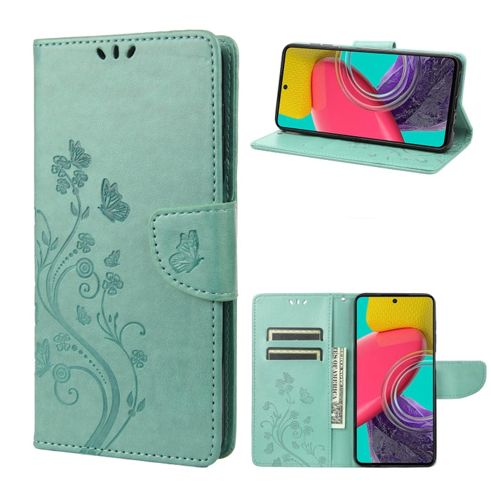 Estuche para teléfono con tapa de cuero con estampado de flores de mariposa, For Xiaomi Redmi 10A, For Xiaomi Redmi 10C, For Samsung Galaxy M23 5G, For Samsung Galaxy M53 5G