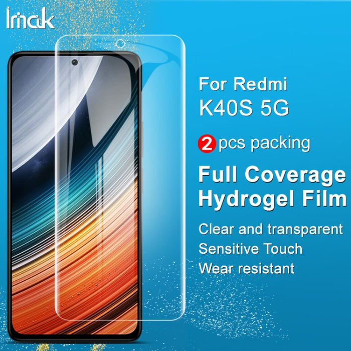 2 protectores frontales de película de hidrogel de pantalla completa curvada IMAK, For Xiaomi Redmi K40S 5G, For Xiaomi Redmi K50 5G / K50 Pro 5G, For Xiaomi Redmi Note 11 4G, For Xiaomi Redmi Note 11E Pro 5G, For Xiaomi Redmi Note 11s 4G