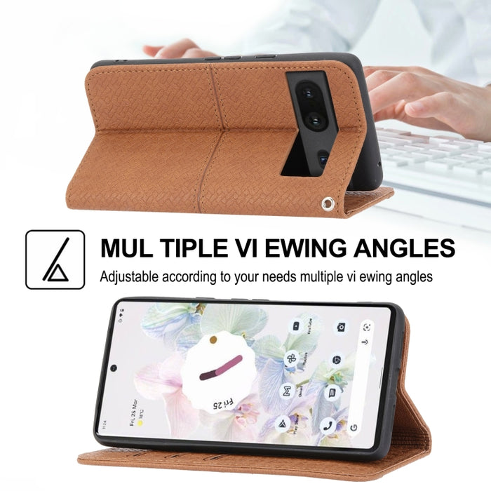 Caja de teléfono de cuero de PU magnética con costura de textura tejida, For Google Pixel 7, For Nokia G21 / G11, For Google Pixel 7 Pro, For Kyocera Android One S9 / Digno Sanga Edition, For Samsung Galaxy M23 / F23 5G Japanese Version                ...