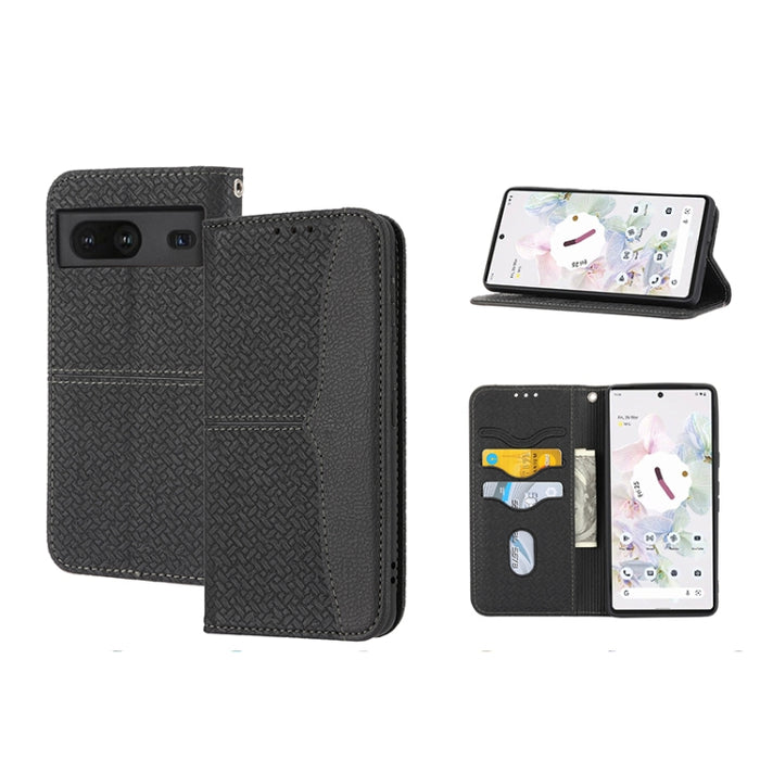 Caja de teléfono de cuero de PU magnética con costura de textura tejida, For Google Pixel 7, For Nokia G21 / G11, For Google Pixel 7 Pro, For Kyocera Android One S9 / Digno Sanga Edition, For Samsung Galaxy M23 / F23 5G Japanese Version                ...