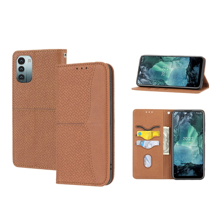 Caja de teléfono de cuero de PU magnética con costura de textura tejida, For Google Pixel 7, For Nokia G21 / G11, For Google Pixel 7 Pro, For Kyocera Android One S9 / Digno Sanga Edition, For Samsung Galaxy M23 / F23 5G Japanese Version                ...