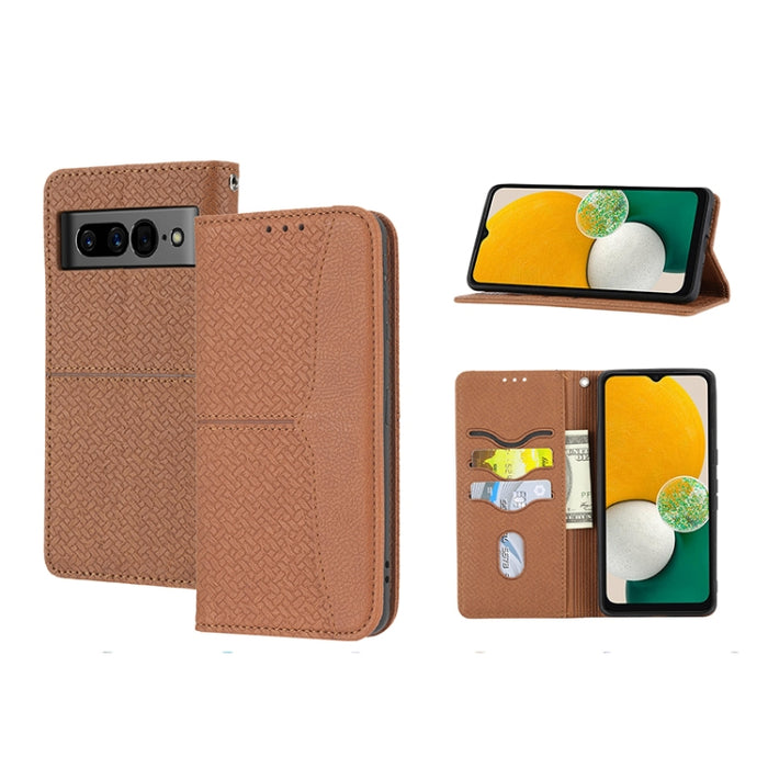 Caja de teléfono de cuero de PU magnética con costura de textura tejida, For Google Pixel 7, For Nokia G21 / G11, For Google Pixel 7 Pro, For Kyocera Android One S9 / Digno Sanga Edition, For Samsung Galaxy M23 / F23 5G Japanese Version                ...
