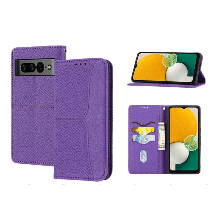 Caja de teléfono de cuero de PU magnética con costura de textura tejida, For Google Pixel 7, For Nokia G21 / G11, For Google Pixel 7 Pro, For Kyocera Android One S9 / Digno Sanga Edition, For Samsung Galaxy M23 / F23 5G Japanese Version                ...