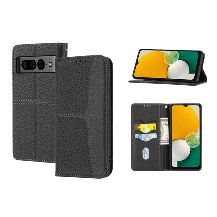 Caja de teléfono de cuero de PU magnética con costura de textura tejida, For Google Pixel 7, For Nokia G21 / G11, For Google Pixel 7 Pro, For Kyocera Android One S9 / Digno Sanga Edition, For Samsung Galaxy M23 / F23 5G Japanese Version                ...