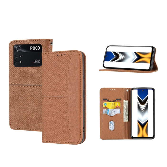 Caja de teléfono de cuero de PU magnética con costura de textura tejida, For Google Pixel 7, For Nokia G21 / G11, For Google Pixel 7 Pro, For Kyocera Android One S9 / Digno Sanga Edition, For Samsung Galaxy M23 / F23 5G Japanese Version                ...