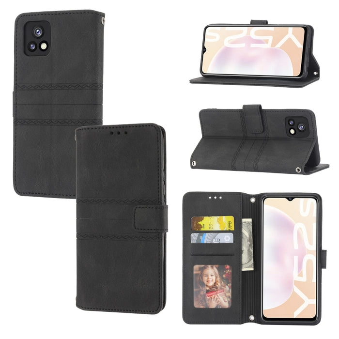 Estuche de cuero para teléfono con tapa horizontal con hebilla magnética a rayas en relieve, For vivo Y52s, For Motorola Moto G22, For Google Pixel 7, For Xiaomi Poco M4 Pro, For Nokia G21 / G11, For Google Pixel 7 Pro                                  ...