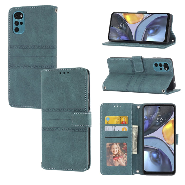 Estuche de cuero para teléfono con tapa horizontal con hebilla magnética a rayas en relieve, For vivo Y52s, For Motorola Moto G22, For Google Pixel 7, For Xiaomi Poco M4 Pro, For Nokia G21 / G11, For Google Pixel 7 Pro                                  ...