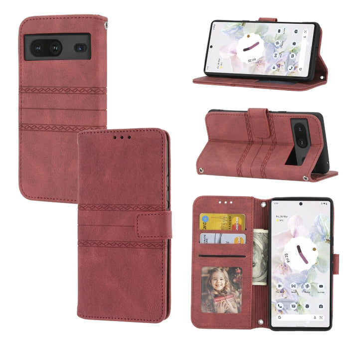 Estuche de cuero para teléfono con tapa horizontal con hebilla magnética a rayas en relieve, For vivo Y52s, For Motorola Moto G22, For Google Pixel 7, For Xiaomi Poco M4 Pro, For Nokia G21 / G11, For Google Pixel 7 Pro                                  ...