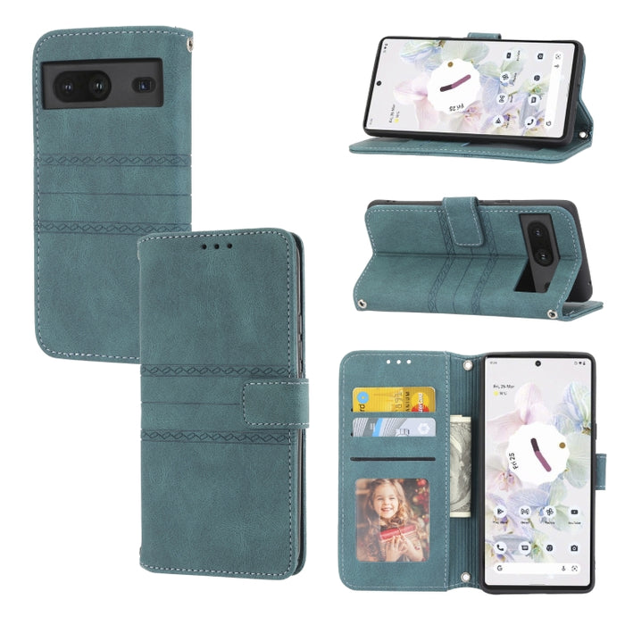 Estuche de cuero para teléfono con tapa horizontal con hebilla magnética a rayas en relieve, For vivo Y52s, For Motorola Moto G22, For Google Pixel 7, For Xiaomi Poco M4 Pro, For Nokia G21 / G11, For Google Pixel 7 Pro                                  ...