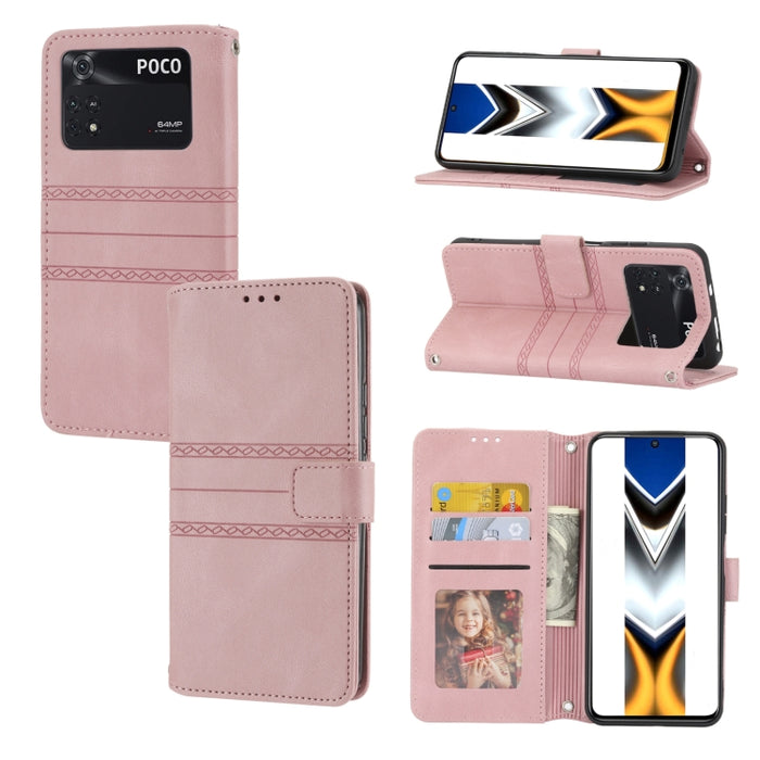 Estuche de cuero para teléfono con tapa horizontal con hebilla magnética a rayas en relieve, For vivo Y52s, For Motorola Moto G22, For Google Pixel 7, For Xiaomi Poco M4 Pro, For Nokia G21 / G11, For Google Pixel 7 Pro                                  ...