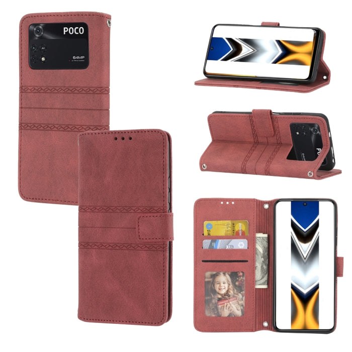 Estuche de cuero para teléfono con tapa horizontal con hebilla magnética a rayas en relieve, For vivo Y52s, For Motorola Moto G22, For Google Pixel 7, For Xiaomi Poco M4 Pro, For Nokia G21 / G11, For Google Pixel 7 Pro                                  ...