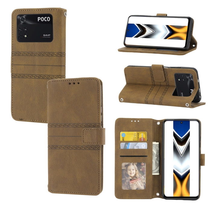 Estuche de cuero para teléfono con tapa horizontal con hebilla magnética a rayas en relieve, For vivo Y52s, For Motorola Moto G22, For Google Pixel 7, For Xiaomi Poco M4 Pro, For Nokia G21 / G11, For Google Pixel 7 Pro                                  ...