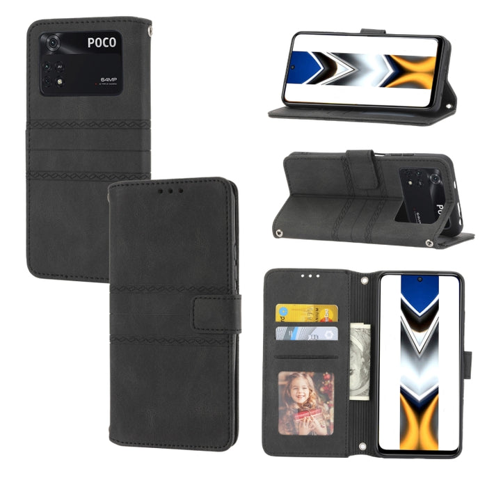 Estuche de cuero para teléfono con tapa horizontal con hebilla magnética a rayas en relieve, For vivo Y52s, For Motorola Moto G22, For Google Pixel 7, For Xiaomi Poco M4 Pro, For Nokia G21 / G11, For Google Pixel 7 Pro                                  ...
