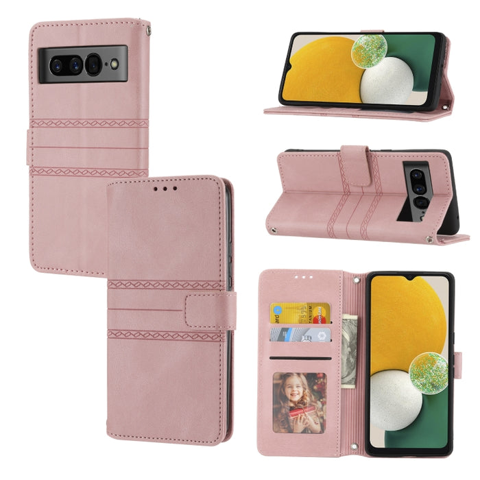 Estuche de cuero para teléfono con tapa horizontal con hebilla magnética a rayas en relieve, For vivo Y52s, For Motorola Moto G22, For Google Pixel 7, For Xiaomi Poco M4 Pro, For Nokia G21 / G11, For Google Pixel 7 Pro                                  ...