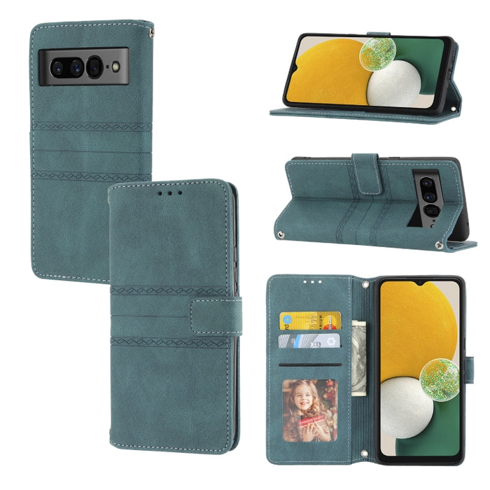 Estuche de cuero para teléfono con tapa horizontal con hebilla magnética a rayas en relieve, For vivo Y52s, For Motorola Moto G22, For Google Pixel 7, For Xiaomi Poco M4 Pro, For Nokia G21 / G11, For Google Pixel 7 Pro                                  ...