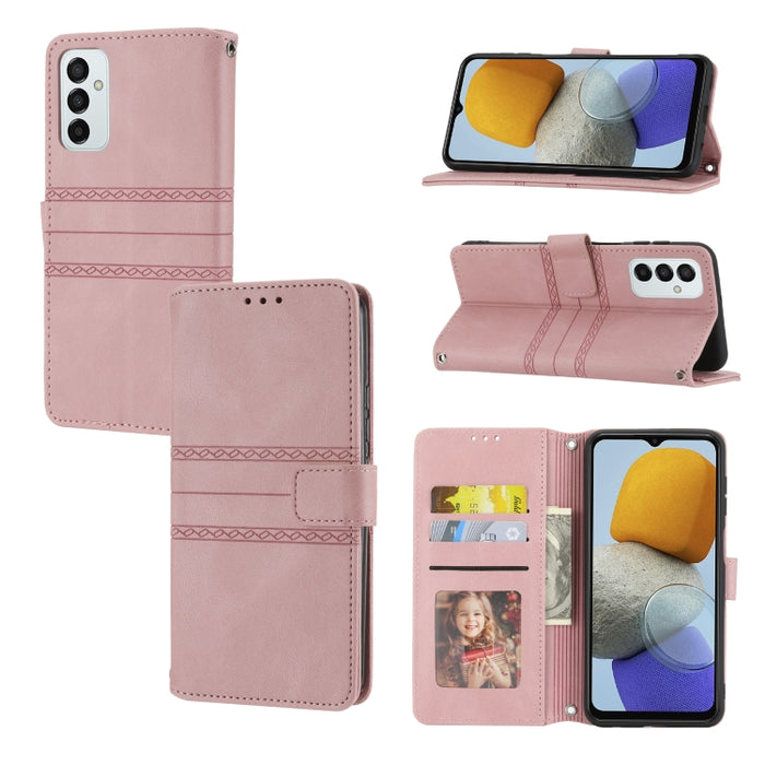Estuche de cuero para teléfono con tapa horizontal con hebilla magnética a rayas en relieve, For vivo Y52s, For Motorola Moto G22, For Google Pixel 7, For Xiaomi Poco M4 Pro, For Nokia G21 / G11, For Google Pixel 7 Pro                                  ...